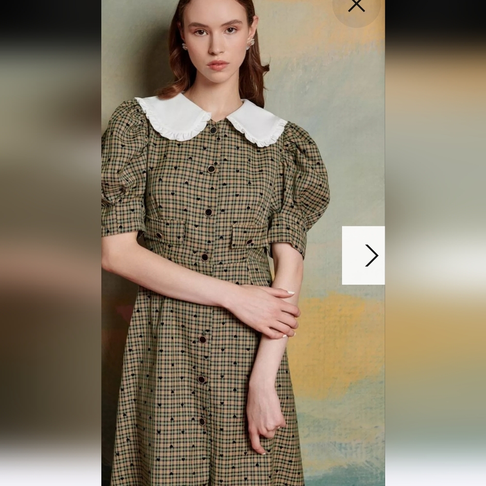 Sister Jane Pine Flock Heart Check Midi Dress